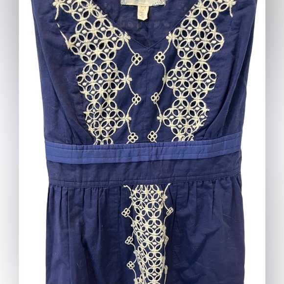 Edme & Esyllte Anthropologie Navy White V Neck Dress with Pockets Size Medium - Picture 6 of 10